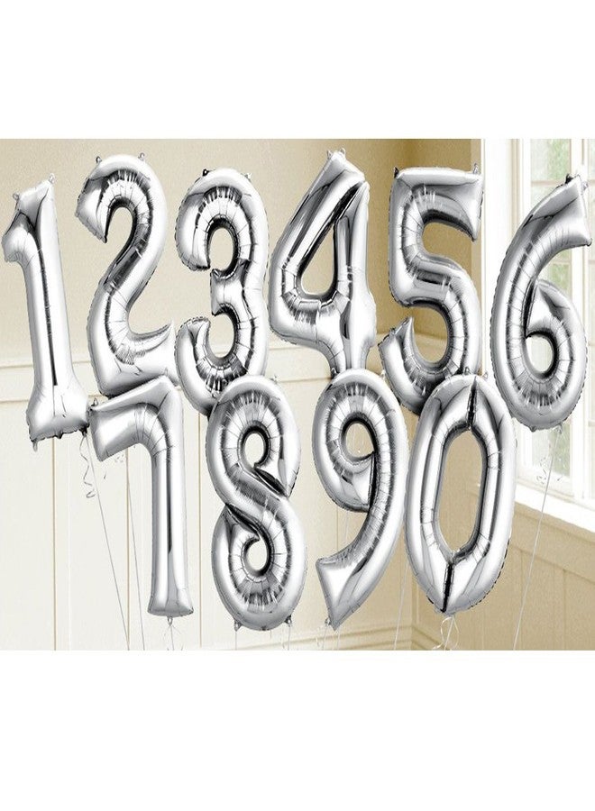 AMFIN® 17 inch 8 Number Foil Balloon, Birthday Decoration Items - Silver - Image 2